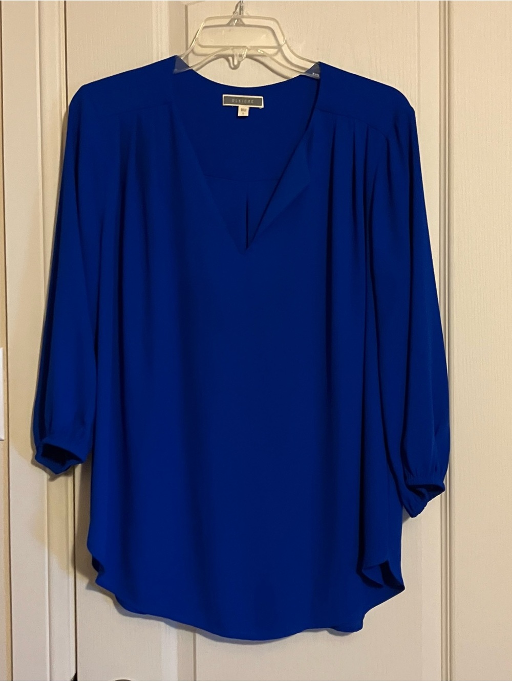 Pleione Cobalt Blue V-Neck Blouse